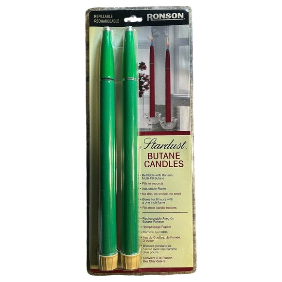 Ronson Stardust Butane Candles Refillable Green Adjustable NEW - Picture 1 of 4